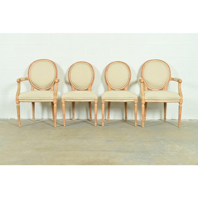 Baker Furniture French Regency Louis XVI Cream and Pink Lacquered Armchairs, Pair For Sale - Image 14 of 15