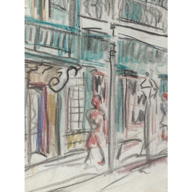 Grace Spongberg (American, 1906-1992) "Chartres & Wilkinson [Streets]" oil pastel on paper, estate stamp on reverse. Grace...