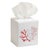 Red Coral Tissue Box Cover White Linen & Cotton, Embroidered For Sale - Image 4 of 4