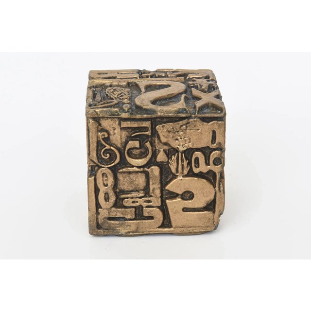1960s Vintage Sheldon Rose Alpha Typographic Square Cube MIx Media Sculpture For Sale - Image 5 of 9