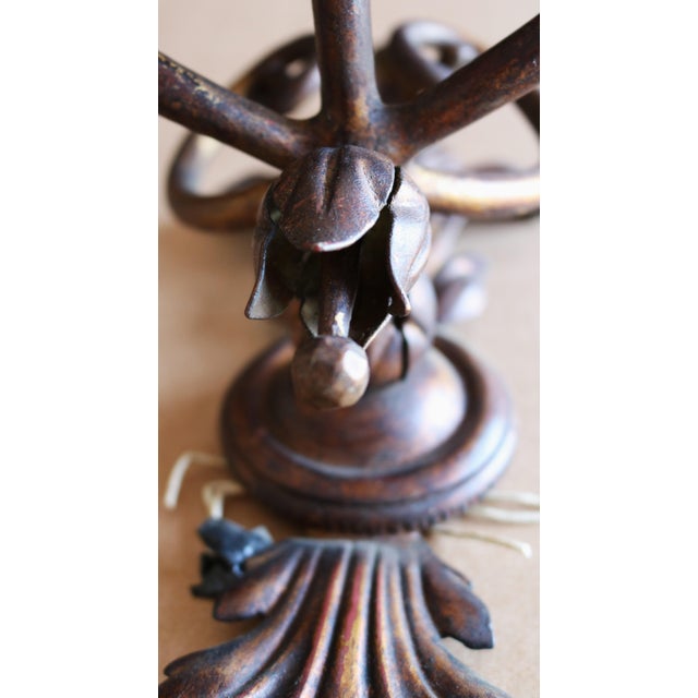 Vintage Baroque Style Three-Light Wall Lamps, 1950s, Set of 2 For Sale - Image 4 of 13