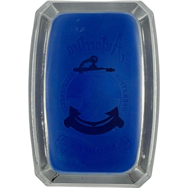 Vintage Antarctica Operation Deep Freeze Penguin Club Glass Ashtray For Sale - Image 4 of 8