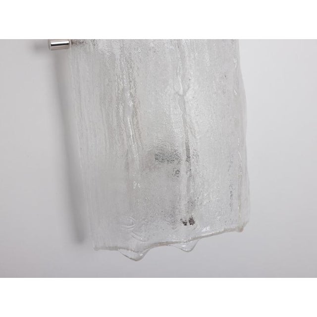 White Vintage Murano Ice Glass Vanity Sconces from Kaiser Leuchten, Germany, 1970s, Set of 2 For Sale - Image 8 of 14