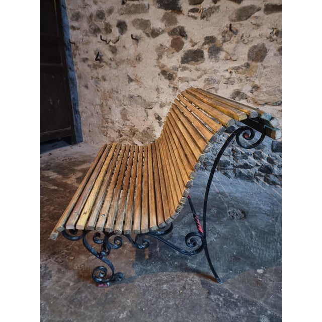 Mid 20th Century French Garden Bench, 1950s For Sale - Image 11 of 12