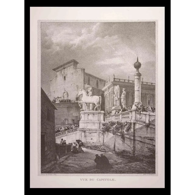 Roman Temples and Ruins is a vintage offset print artwork on paper, realized after G. Engelmann (1788-1839), in the late...