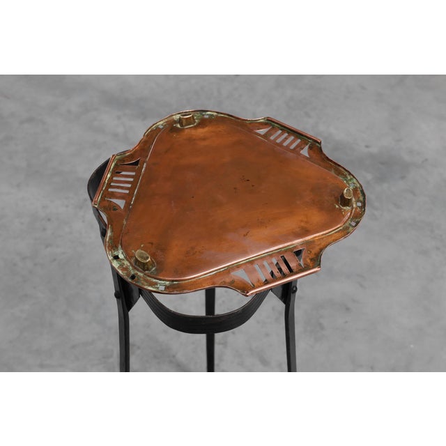 Art Nouveau Console in Metal with Copper Plate in the style of Gustave Surrurier Bovy, 1890s For Sale - Image 13 of 15