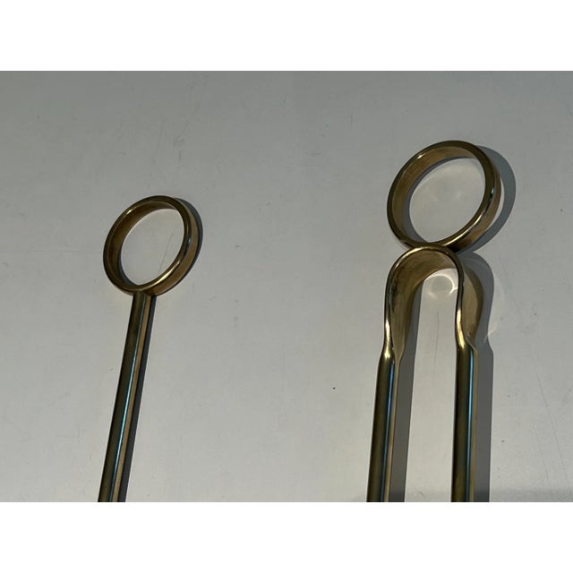Glass and Brass Design Fireplace Tools - 5 Pieces For Sale - Image 10 of 13