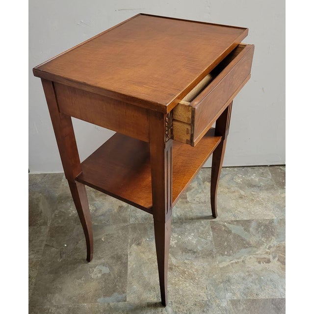 Pair of Italian Louis XVI–Directoire Style Figured Birch Twin Beds With Nightstand, C. 1950 For Sale - Image 11 of 12