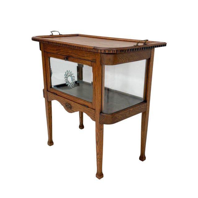 Brown Art Nouveau Tea Cabinet with Serving Tray, 1900s For Sale - Image 8 of 13