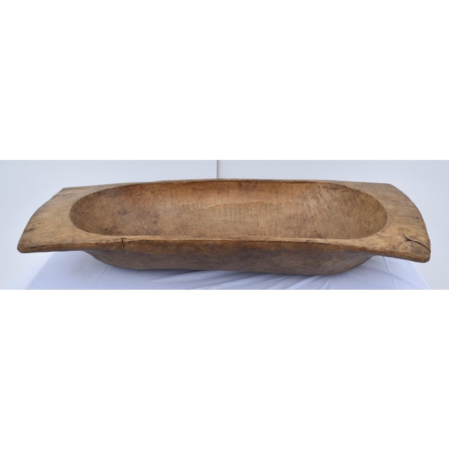 Wood Antique Hand-Hewn Fruitwood Trog or Dough Bowl For Sale - Image 7 of 7