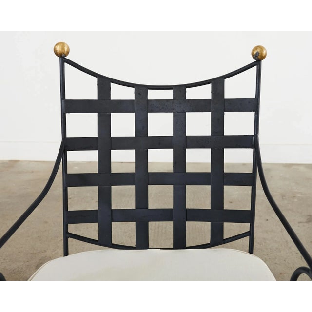 Set of Four Mario Papperzini Style Iron Bronze Garden Dining Chairs For Sale - Image 10 of 12
