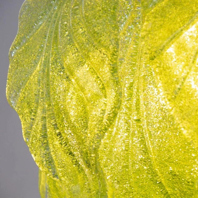 Light Green Suspension Chandelier with Murano Glass Leaves, Italy, 1990s For Sale - Image 9 of 10