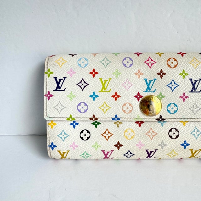 Louis Vuitton Multicolor Sarah Wallet Takashi Murakami Blanc White Vintage Y2K Guaranteed Authentic, comes with...