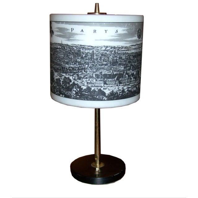 French Table Lamp With Painted Glass Shade For Sale In Los Angeles - Image 6 of 6