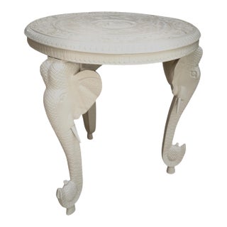 Mid 20th Century Solid Wood Anglo-Indian Style Carved Elephant Table For Sale