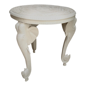 Mid 20th Century Solid Wood Anglo-Indian Style Carved Elephant Table
