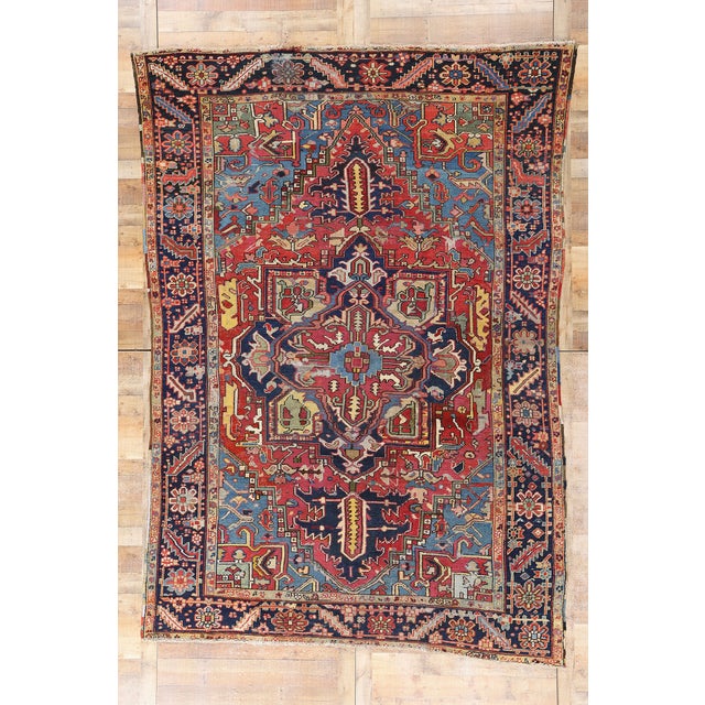 Late 19th Century 1890's Antique Persian Serapi Rug - 08'09 X 12'02 For Sale - Image 9 of 9