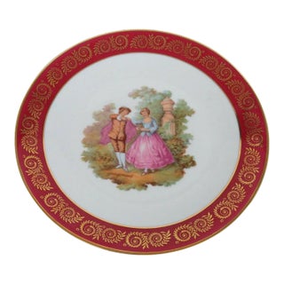 Limoges Fragonard Courting Scene Cameo French Porcelain Decorative Plate For Sale