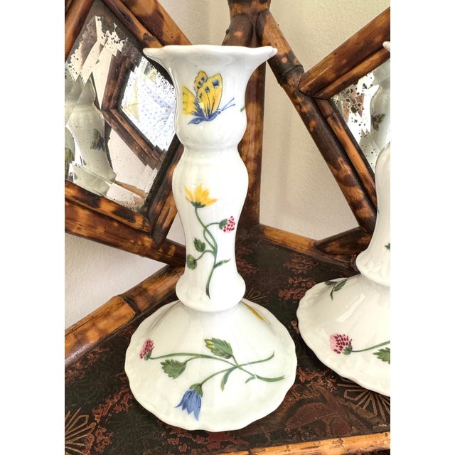 D Porthault Limoges Porcelain Hand Painted Candleholders For Sale - Image 4 of 11