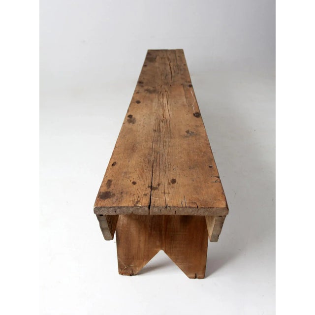 Antique Primitive Bench 7ft For Sale - Image 13 of 14