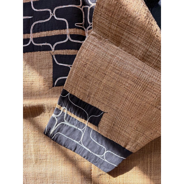Rare Antique Japanese Ainu Robe Hokkaido Elm Fibers with Appliqué Embroidery For Sale - Image 16 of 16