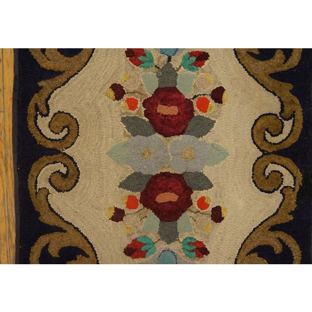 19th Century Sublime Tan Beige Color With Beautiful Flower Design Antique American Hooked Rug For Sale - Image 5 of 10