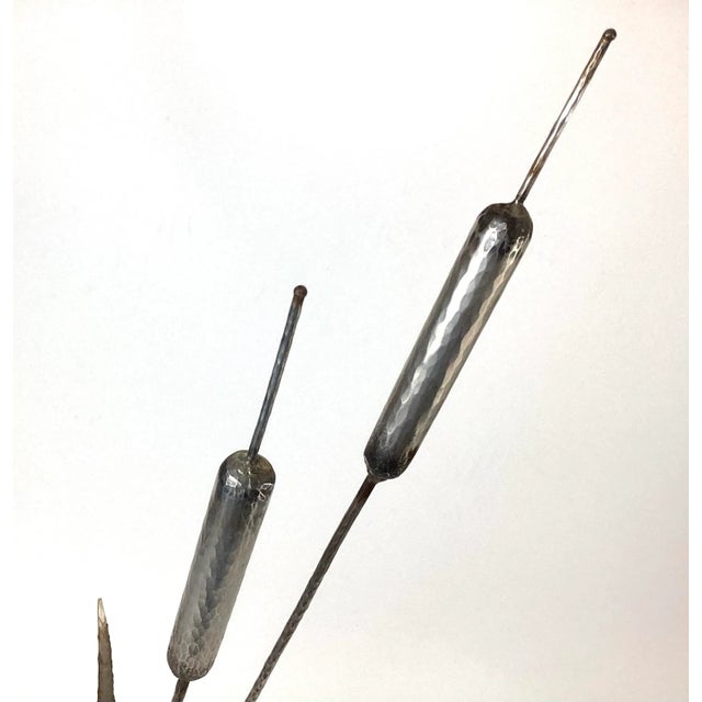 Metal 1960s Brutalist Steel Cattail Table Top Sculpture Signed For Sale - Image 7 of 13