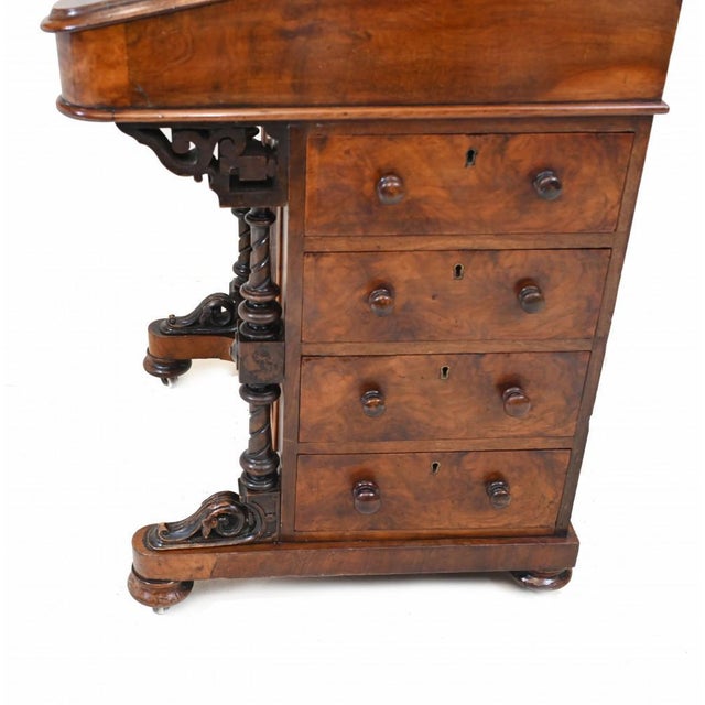 Antique Davenport Desk in Walnut, 1880 For Sale - Image 12 of 16