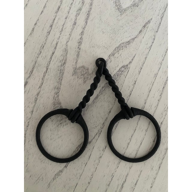 Unique handmade twisted iron Gucci-style horse bit paperweight or sculpture. This piece is fully hinged and can be easily...