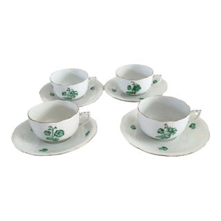 Vintage Herend (1948-1993) Set of Four Coffee Cups With Saucers - 8 pcs For Sale