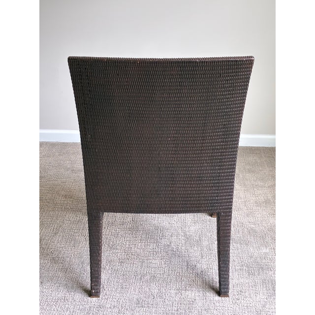 McGuire Late 20th Century McGuire Woven Rattan Side Dining Chair With Ivory Cushion For Sale - Image 4 of 6