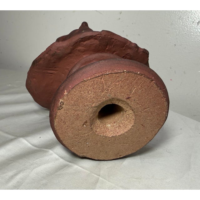 Antique Handmade Native American Indian Terracotta Pottery Bust Sculpture Statue For Sale - Image 10 of 12