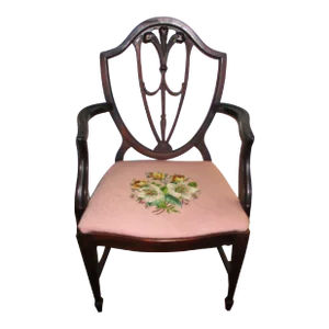 Antique Hepplewhite / Sheraton Inlaid Shield Back Plume Prince of Wales King Arm Chair