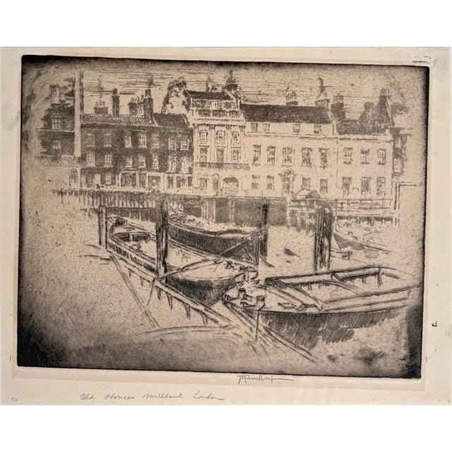 Old Houses, Milbank Grosvenor Road London 1906 This an etching of Grosvenor Road Old Houses, done in 1906 by American...