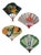 Art Deco Belle Epoque Hand Fans with Casino Advertising Graphic, Paris, France, Early 1900s, Set of 4 For Sale