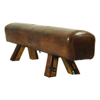 Vintage Leather Gym Pommel Horse Bench, 1940s For Sale