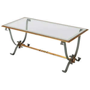 French Vintage Iron and Glass Coffee Table