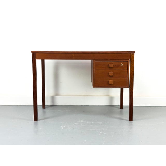 Mid-Century Modern Small Teak Desk with Drawers from Domino Møbler, 1970s For Sale - Image 3 of 17