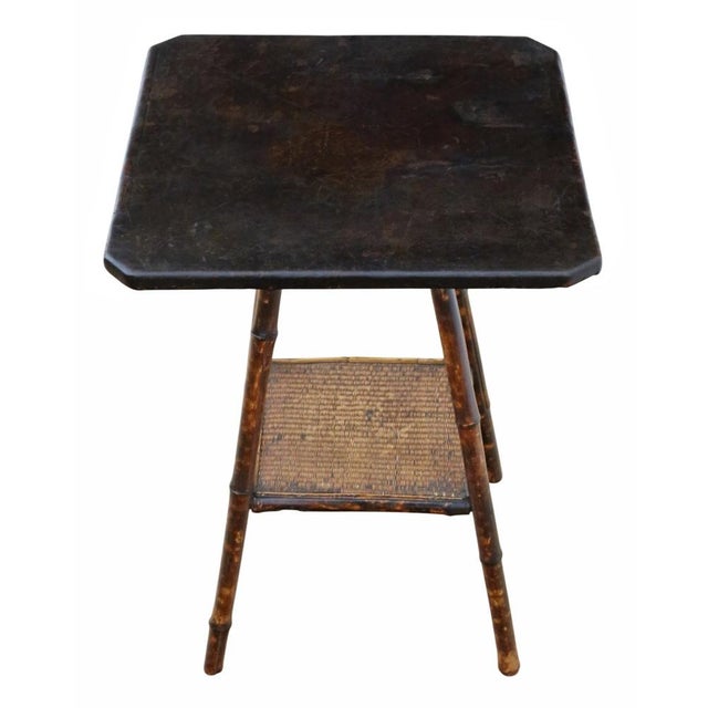 Antique Bamboo and Leather Side Table from Liberty & Co., 1910 For Sale - Image 4 of 8