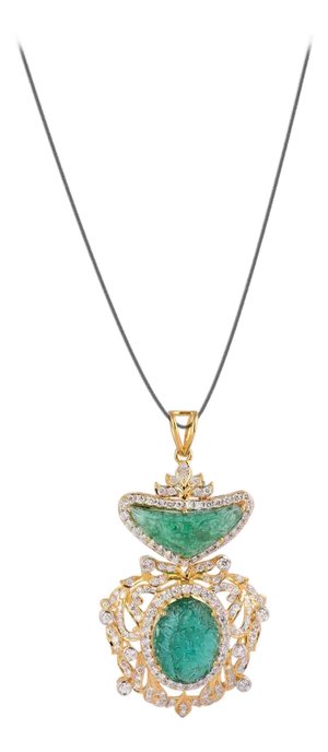 Diamond Emerald Pendant in 18k gold