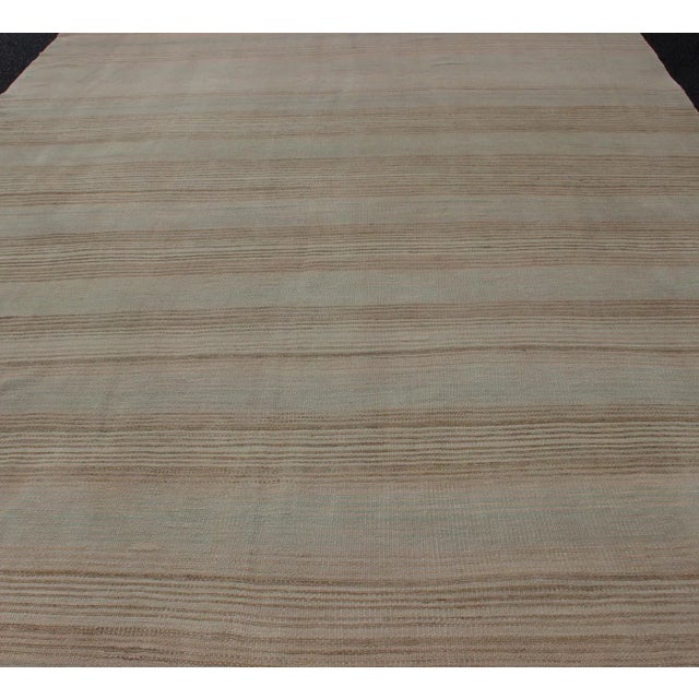 Vintage Turkish Flat-Weave Muted Colored Kilim in Taupe, Brown and Light Blue For Sale In Atlanta - Image 6 of 13