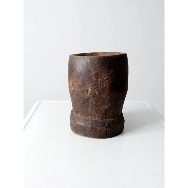 Farmhouse Antique Wooden Mortar For Sale - Image 3 of 11
