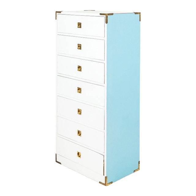 Late 20th Century Campaign Style White Painted Chest of Drawers For Sale