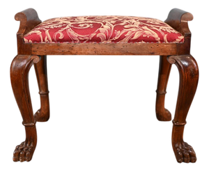 Irish Georgian Piano Stool in Mahogany with Cabriole Legs, 1790s