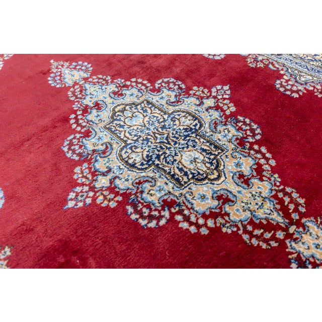 Blue Middle Eastern Hand-Knotted Kirman Rug For Sale - Image 8 of 14