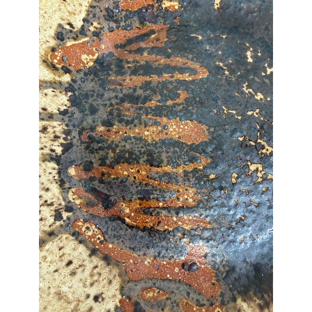 Signed 1970s Mid Century Stoneware Bowl / 1960s Large Modernist Ceramic Art Studio Pottery For Sale In Cleveland - Image 6 of 8