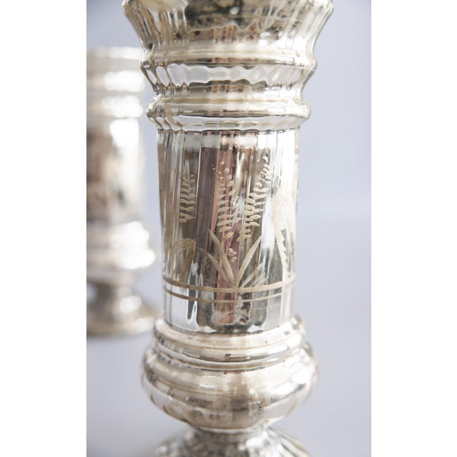 Silver Large 19th Century French Silvered Mercury Glass Vases - A Pair For Sale - Image 8 of 12