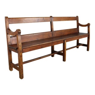 Antique Long French Pine Bench For Sale