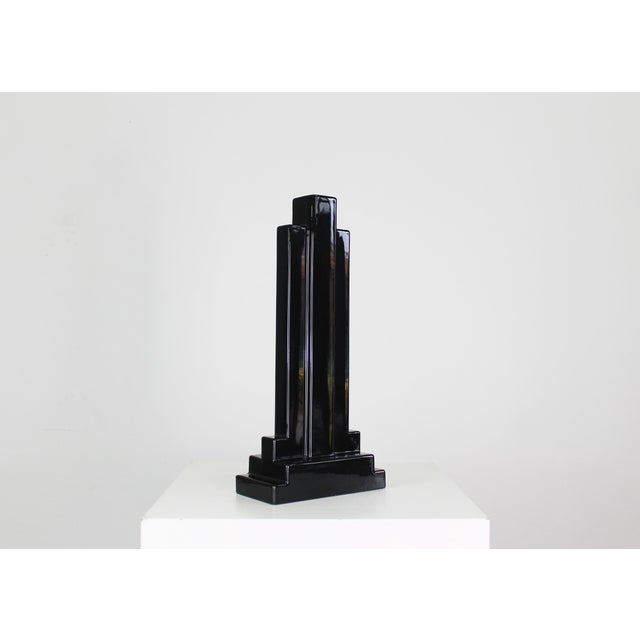 Poltronova Vintage Y15 Vase in Black Enameled Ceramic by Ettore Sottsass for Poltronova, 1970 For Sale - Image 4 of 6