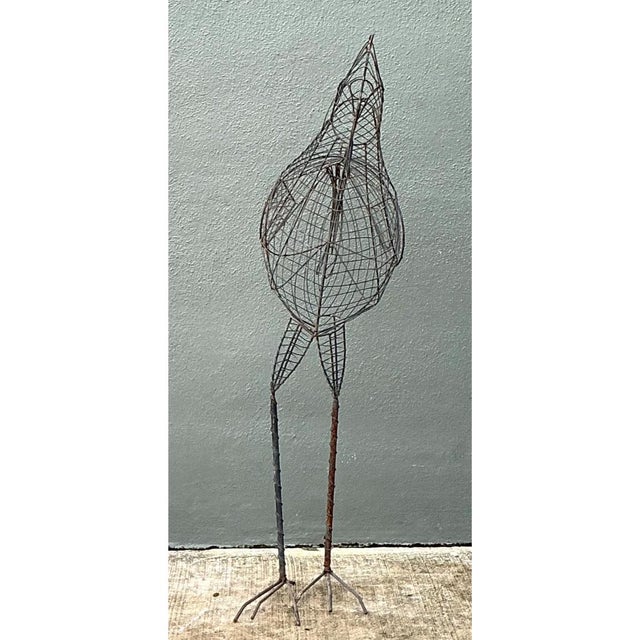 Metal Vintage Iron Wire Rooster Sculpture For Sale - Image 7 of 12